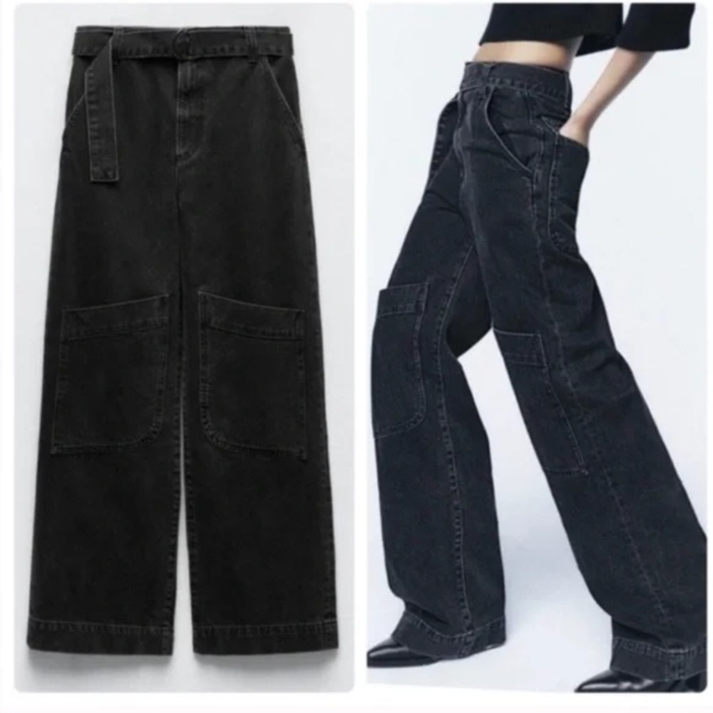ZARA UTILITY CARGO JEANS